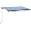 markise m. LED + vindsensor 400x350 cm automatisk blå og hvid