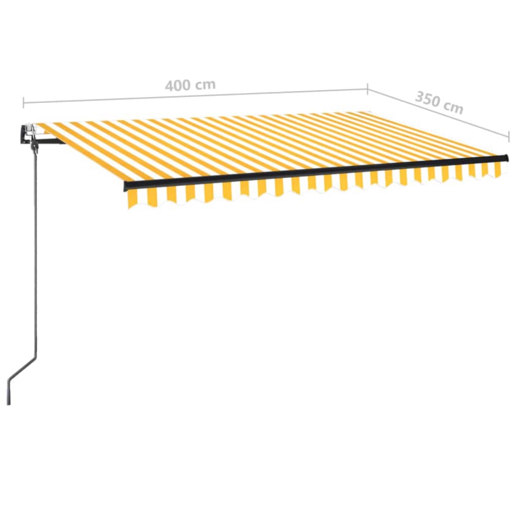 markise m. LED + vindsensor 400x350 cm automatisk gul/hvid