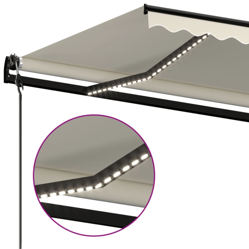 markise m. LED + vindsensor 450x350 cm automatisk creme