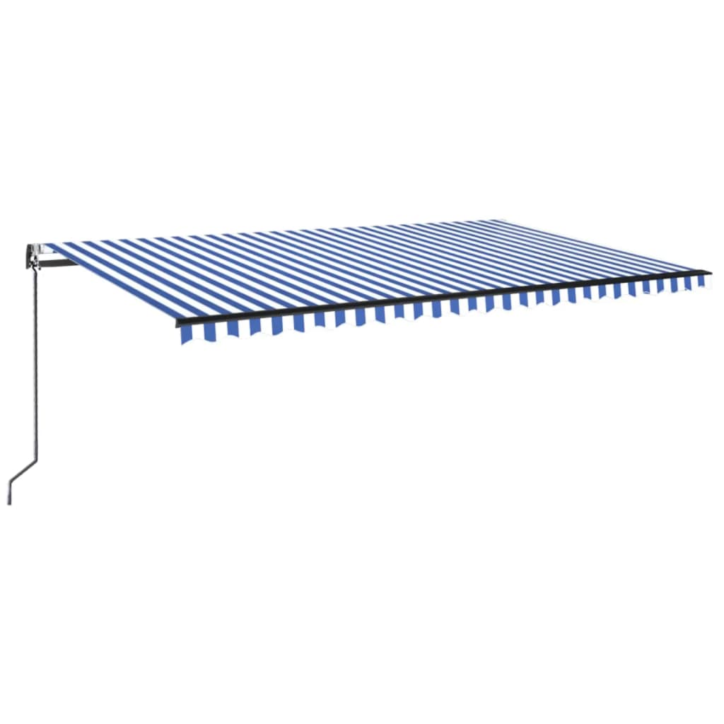 markise 500x350 cm automatisk betjening blå og hvid