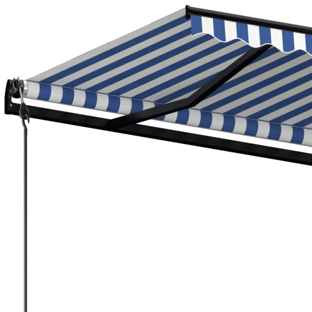 markise 500x350 cm automatisk betjening blå og hvid