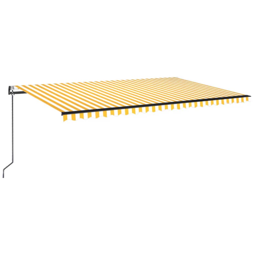 markise m. LED + vindsensor 500x350 cm automatisk gul og hvid