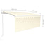 markise m. gardin+LED+vindsensor 3x2,5 m automatisk cremefarvet