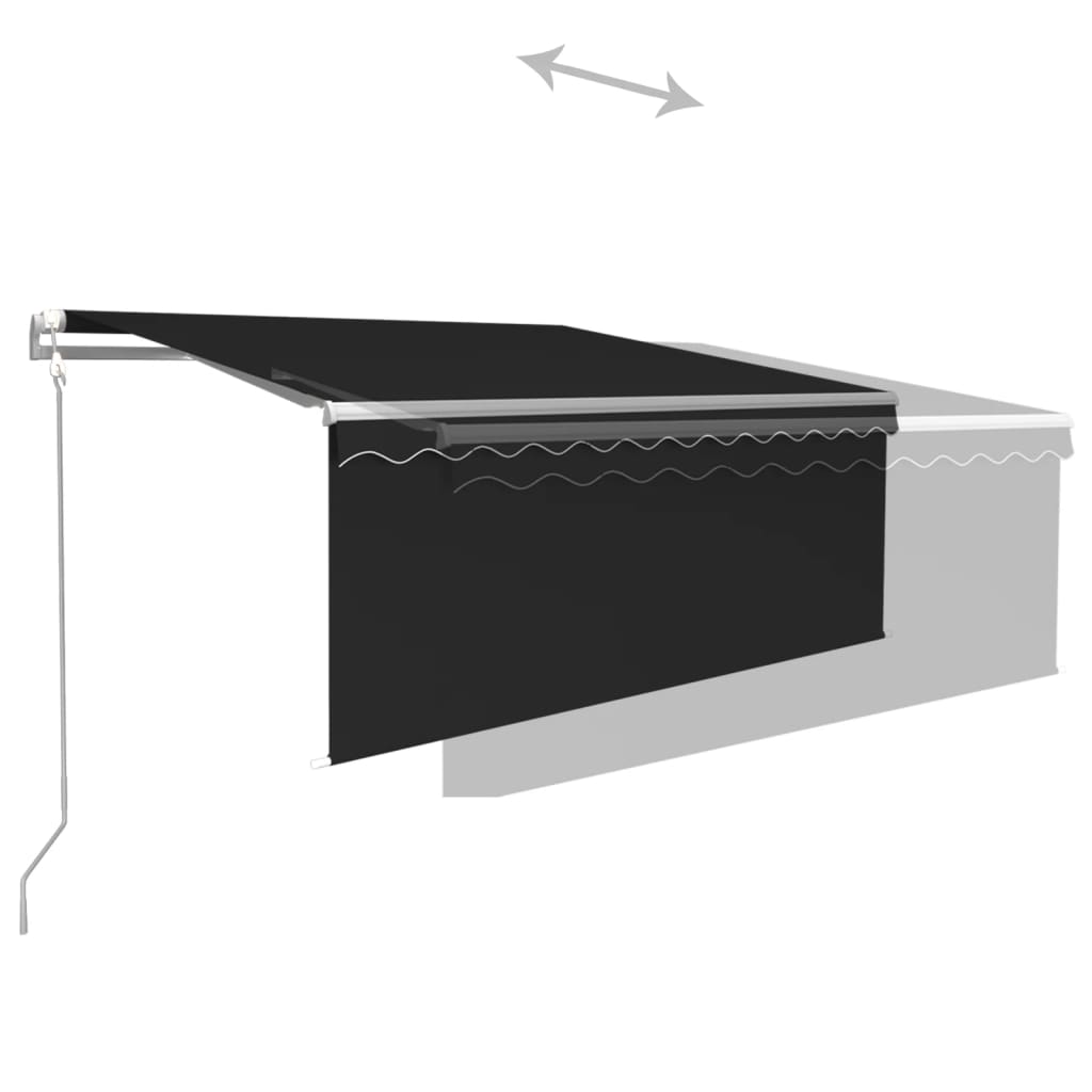 markise m. gardin+LED+vindsensor 3x2,5 m automatisk antracitgrå