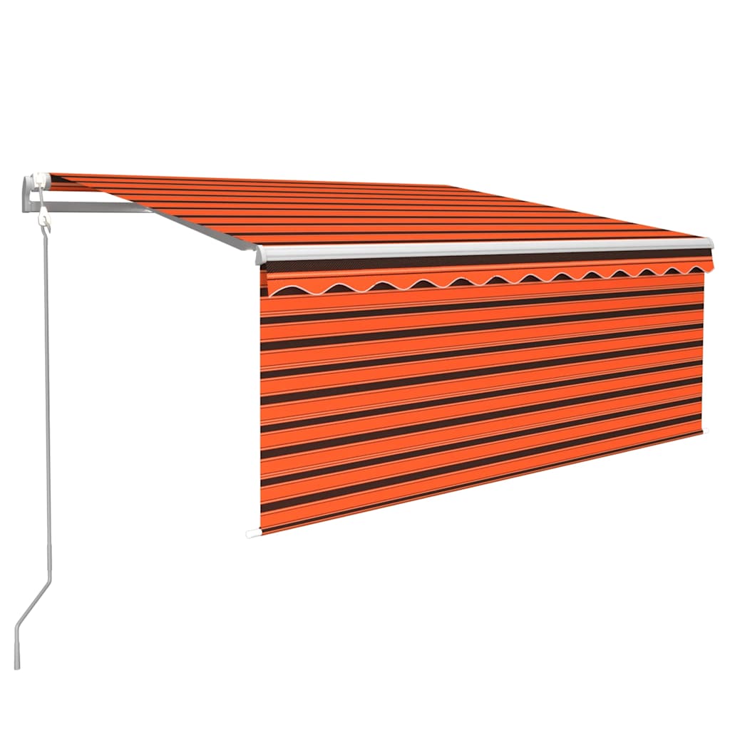 markise m. gardin 3,5x2,5 m automatisk betjening orange og brun