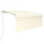 markise m. gardin+LED+vindsensor 3,5x2,5 m auto cremefarvet