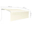 markise m. gardin + LED 4x3 m manuel betjening cremefarvet