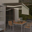 markise m. gardin + LED 4x3 m manuel betjening cremefarvet