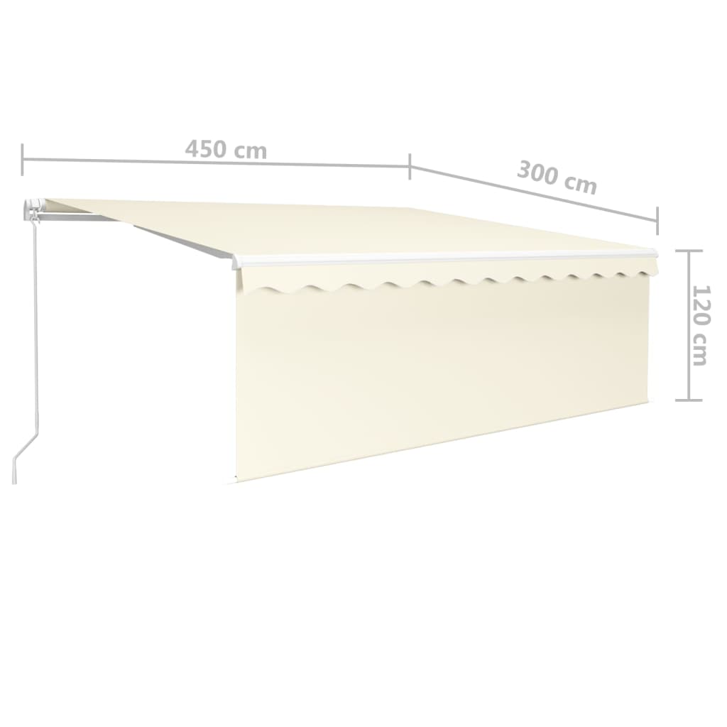 markise m. gardin 4,5x3 m manuel betjening cremefarvet