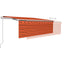 markise m. gardin+LED+vindsensor 4,5x3 m automatisk orange/brun