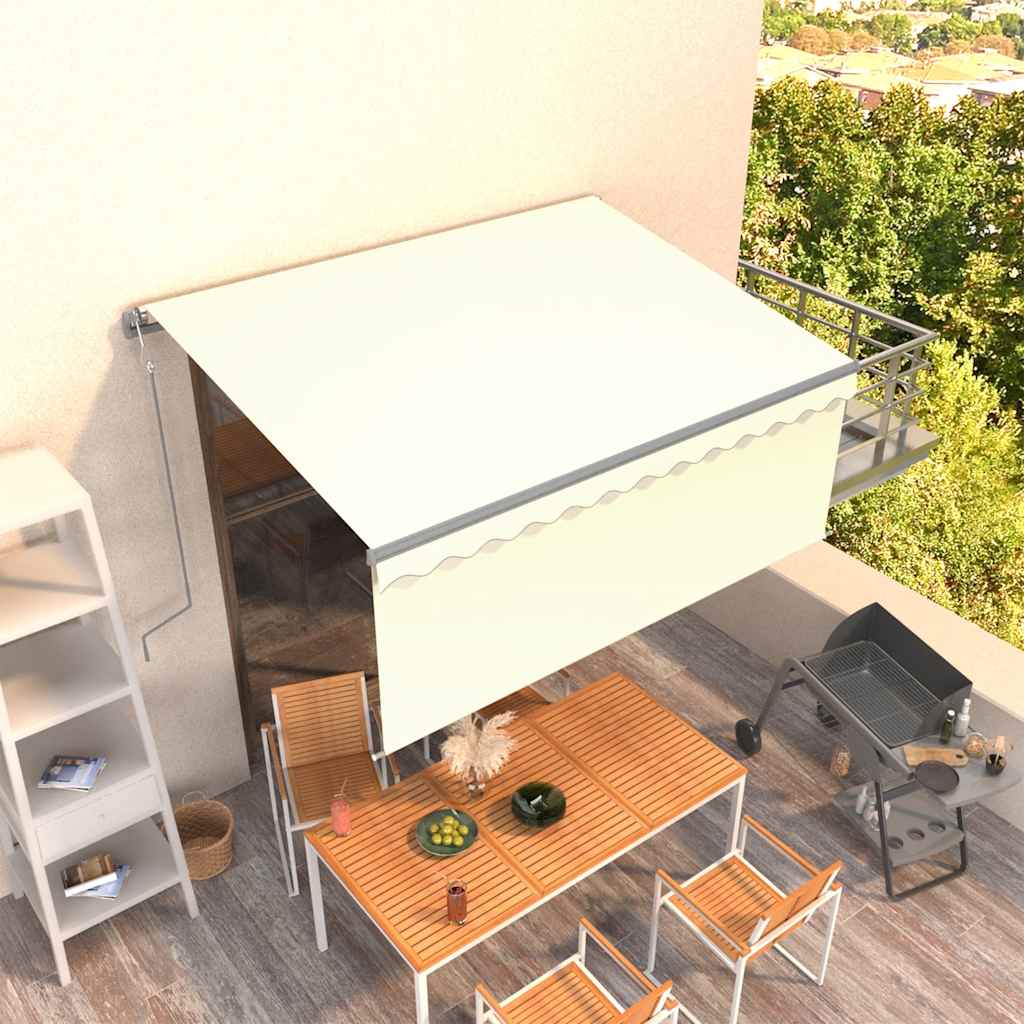 markise m. gardin 3x2,5 m automatisk betjening cremefarvet