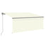 markise m. gardin+LED+vindsensor 3x2,5 m automatisk cremefarvet
