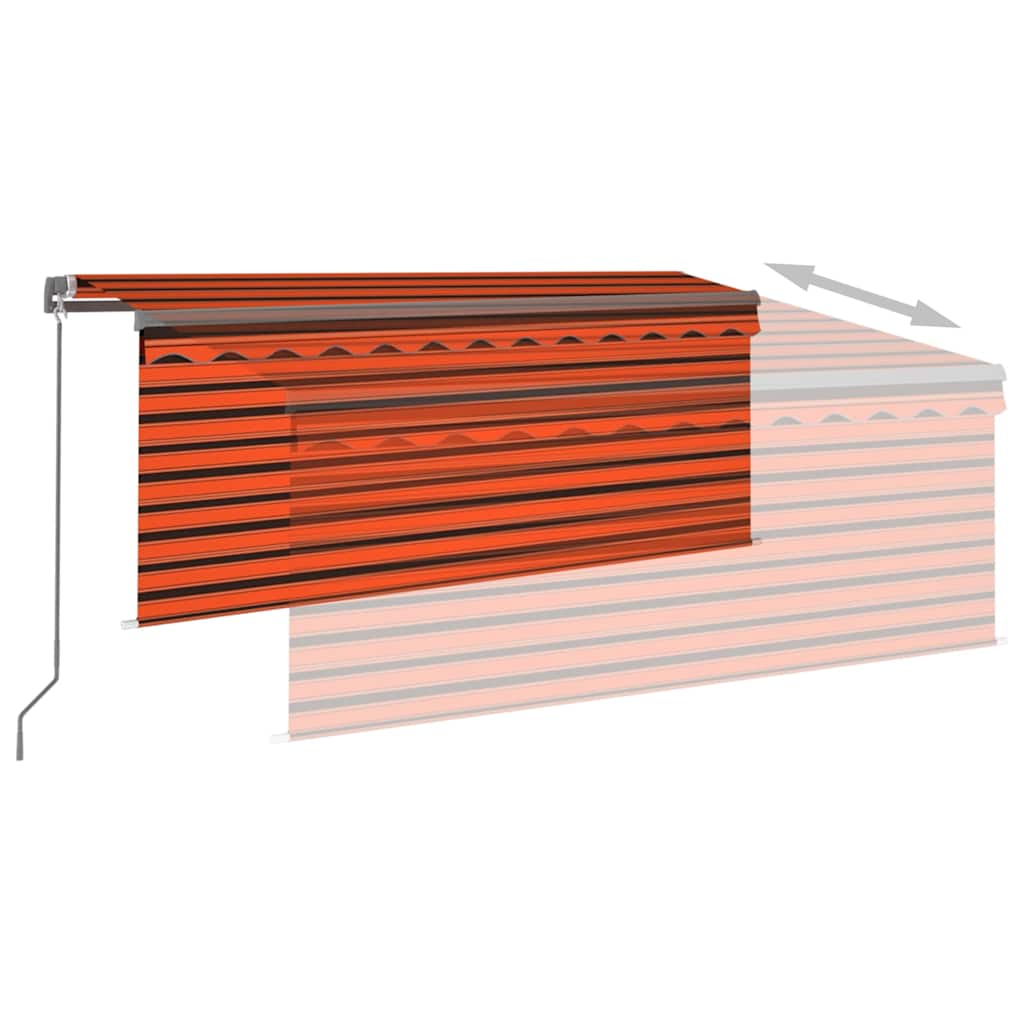 markise m. gardin 3,5x2,5 m manuel betjening orange og brun