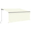 markise m. gardin + LED 3,5x2,5 m manuel betjening cremefarvet