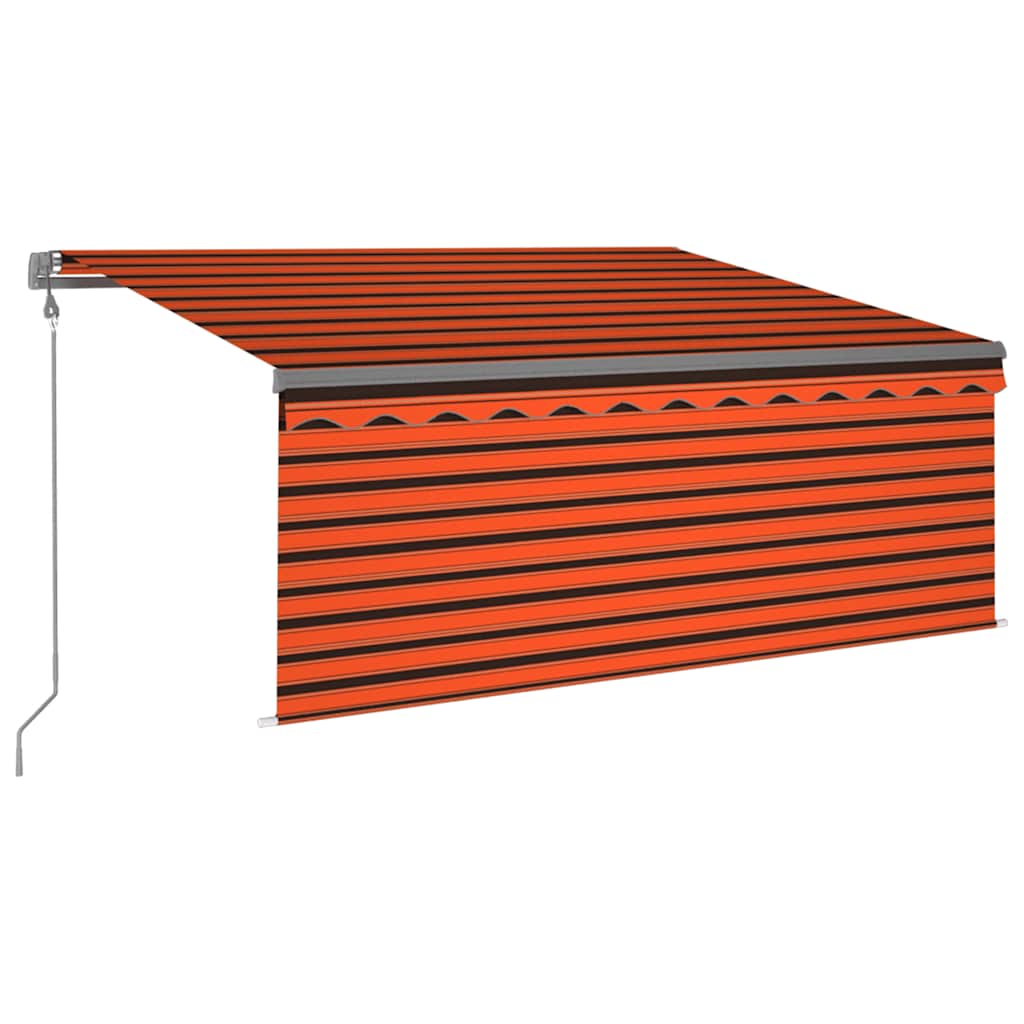 markise m. gardin 3,5x2,5 m automatisk betjening orange og brun
