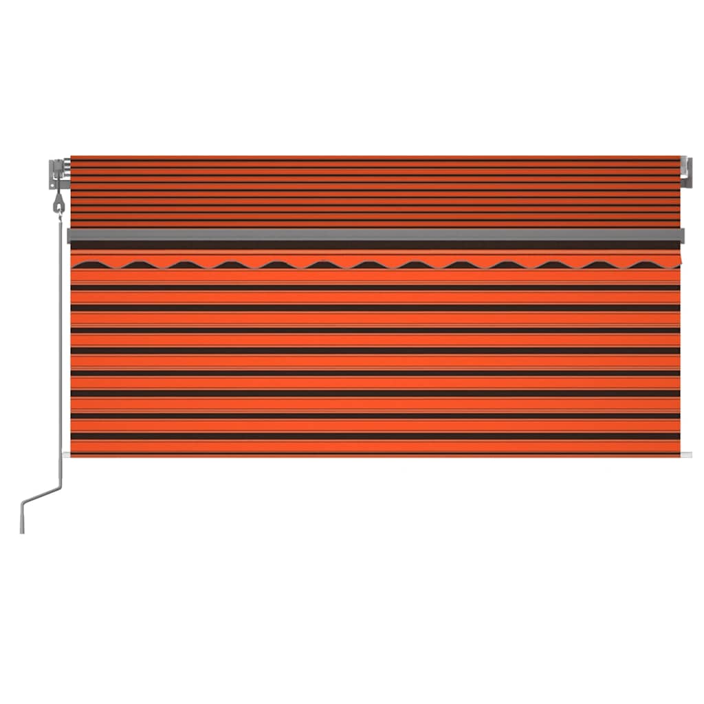 markise m. gardin+LED+vindsensor 3,5x2,5 m auto orange/brun