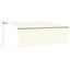 markise m. gardin + LED 4x3 m manuel betjening cremefarvet