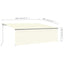 markise m. gardin + LED 4x3 m manuel betjening cremefarvet