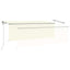 markise m. gardin+LED+vindsensor 4x3 m automatisk cremefarvet