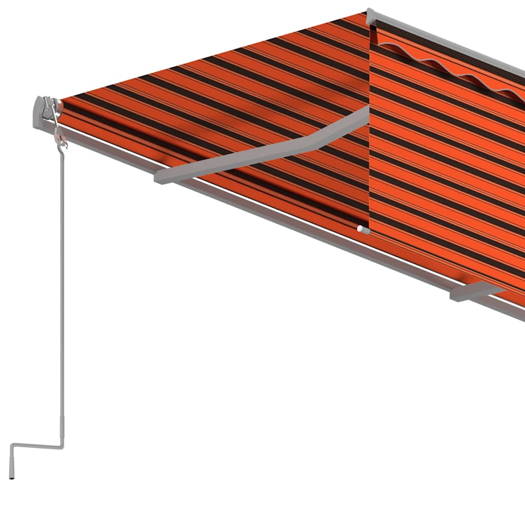 markise m. gardin 4,5x3 m manuel betjening orange og brun