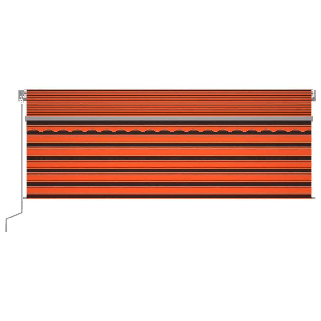 markise m. gardin 4,5x3 m automatisk betjening orange og brun