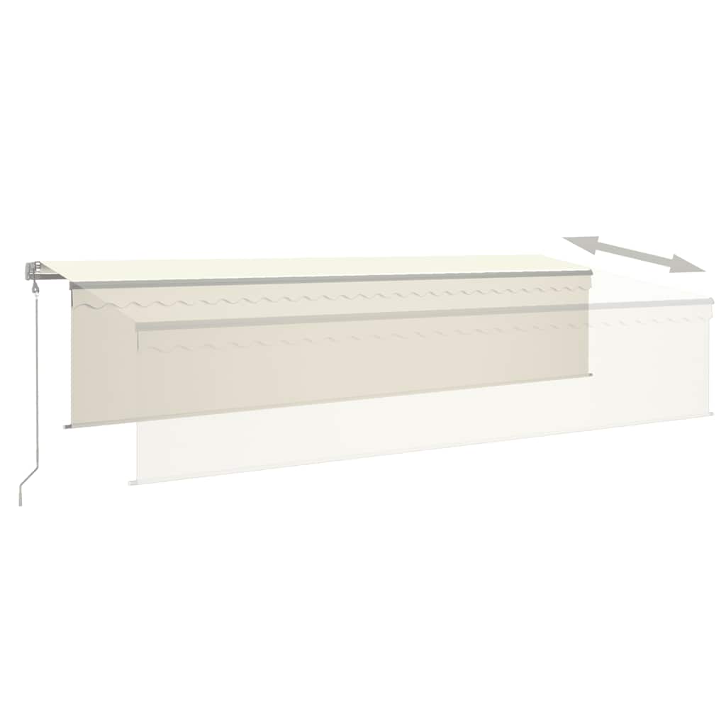 markise m. rullegardin+LED+vindsensor 6x3 m auto cremefarvet