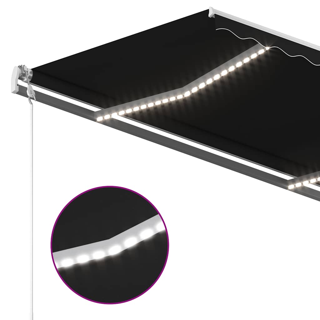 markise m. LED-lys 3,5x2,5 m manuel betjening antracitgrå