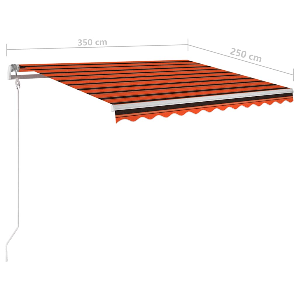 markise m. LED-lys 3,5x2,5 m manuel betjening orange og brun