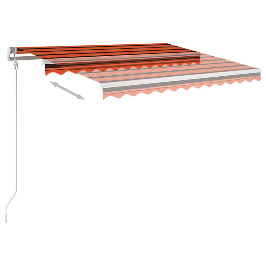 markise med stolper 3,5x2,5 m automatisk orange og brun