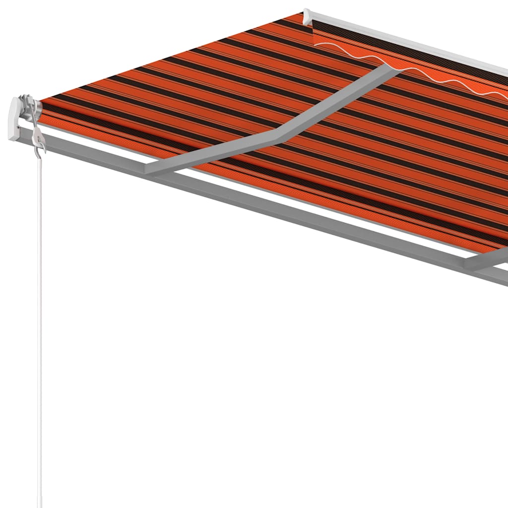 markise med stolper 3,5x2,5 m automatisk orange og brun