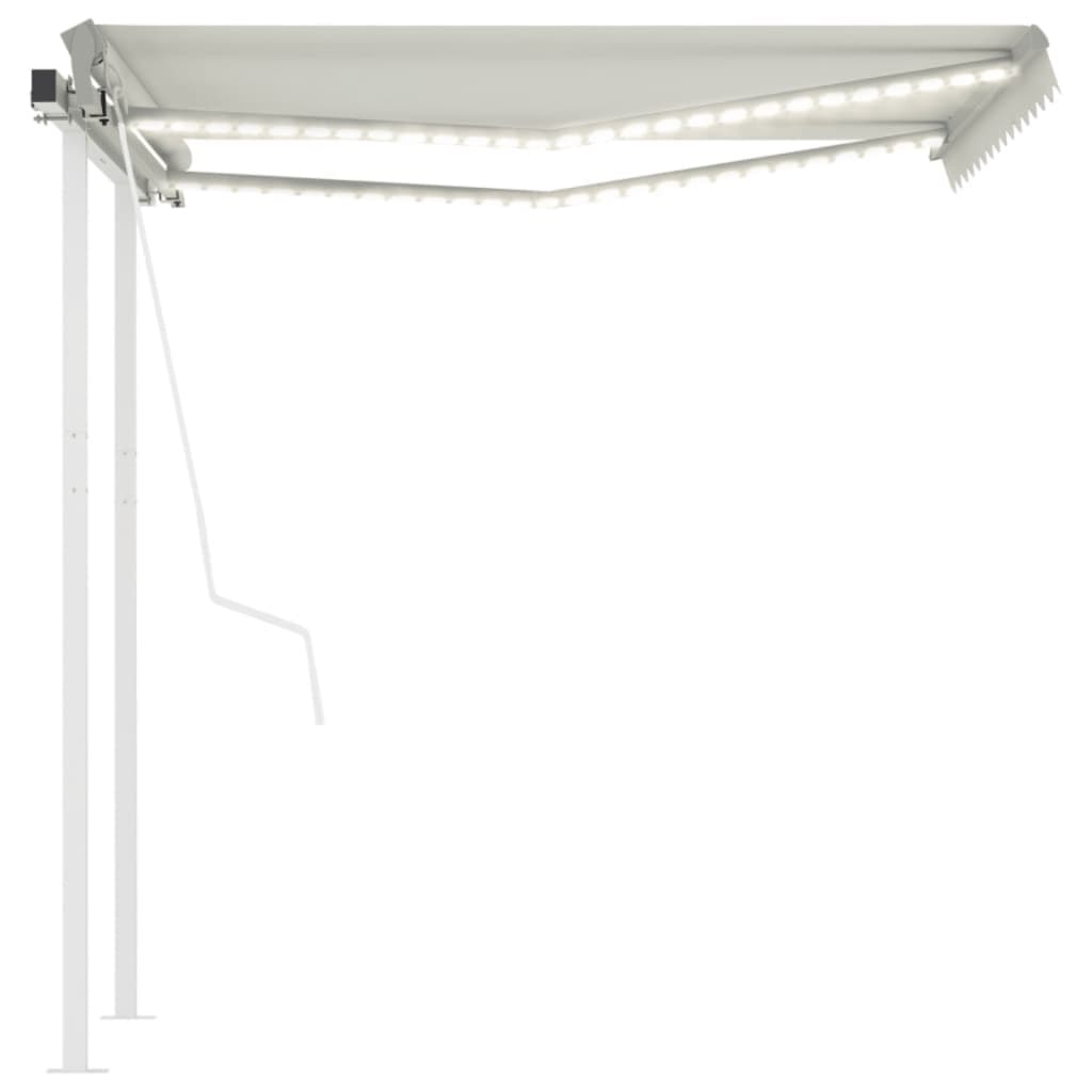 markise med LED-lys + vindsensor 3,5x2,5 m automatisk creme