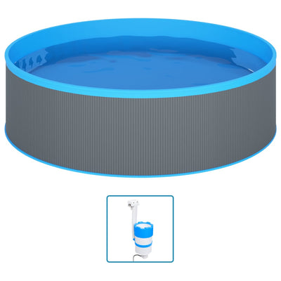 splasher pool med hængende skimmer og pumpe 350x90 cm grå