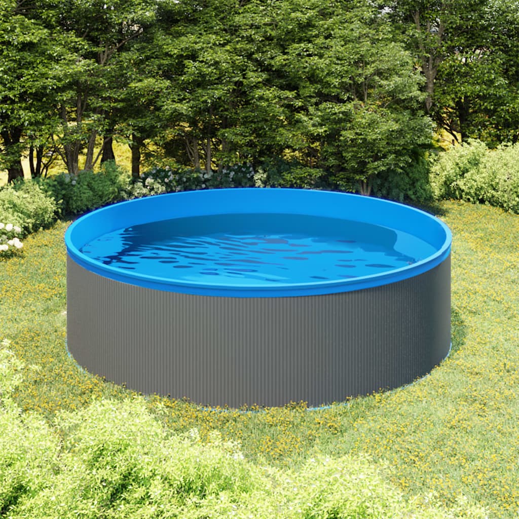 splasher pool med hængende skimmer og pumpe 350x90 cm grå billede