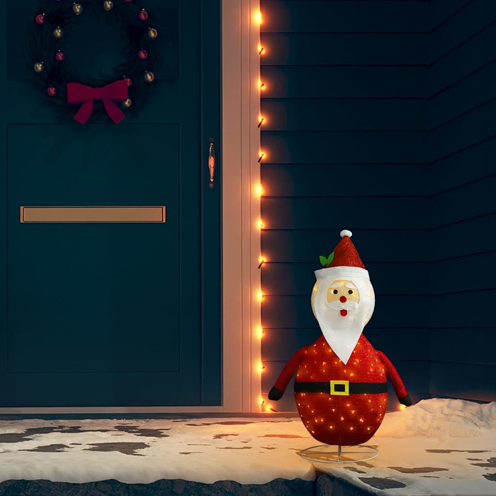 dekorativ julemandsfigur m. LED-lys 60 cm luksuriøst stof