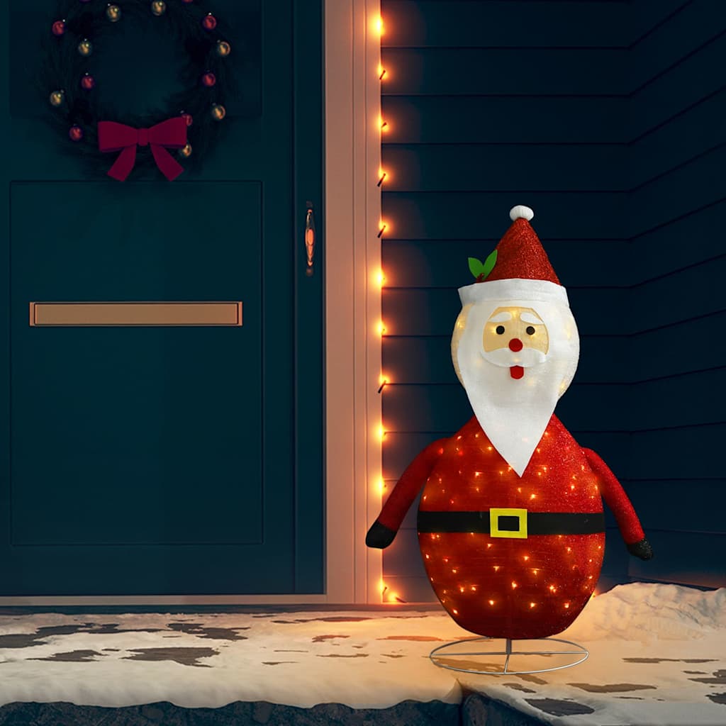 dekorativ julemandsfigur m. LED-lys 120 cm luksuriøst stof