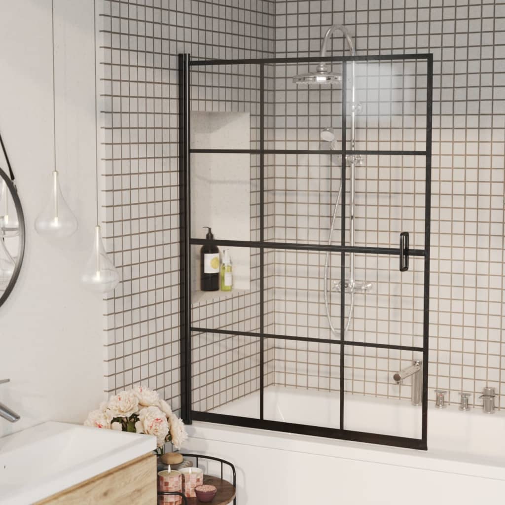 Bruseafskærmning 100 × 140 cm i sikkerhedsglas - sort ramme