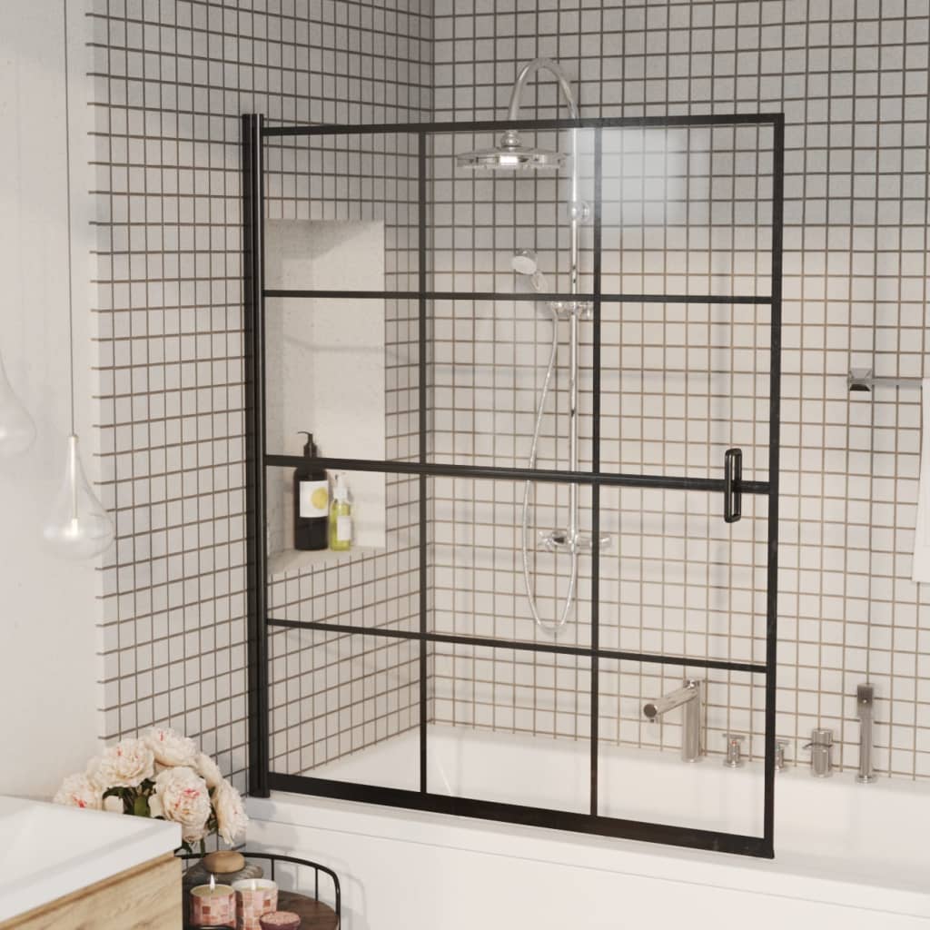 bruseafskærmning 116x140 cm sikkerhedsglas sort