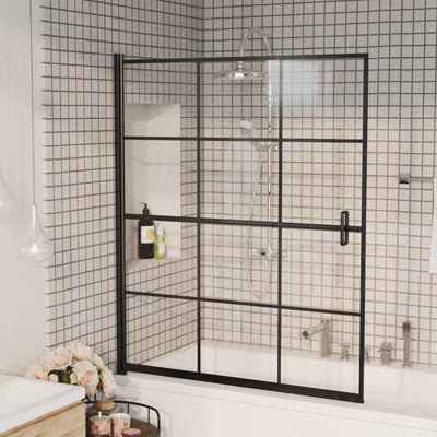 bruseafskærmning 116x140 cm sikkerhedsglas sort