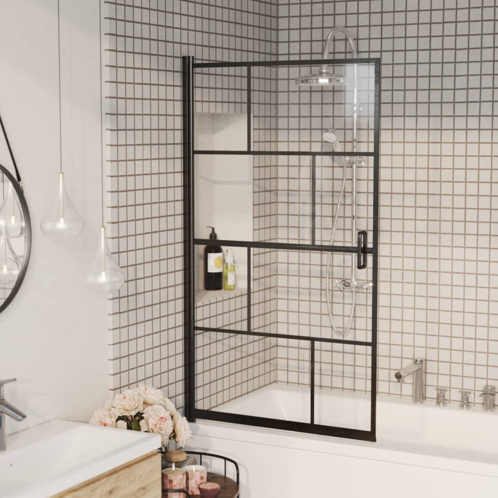 Bruseafskærmning 80×140 cm - sikkerhedsglas, sort ramme