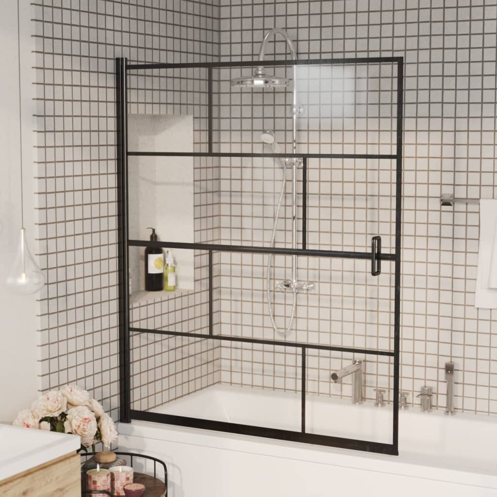 Bruseafskærmning 116 × 140 cm - sikkerhedsglas, sort ramme
