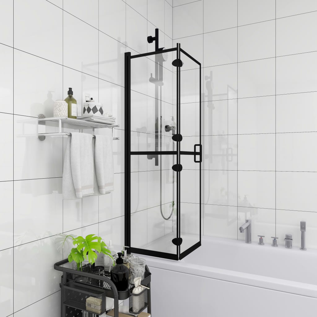 foldbar brusekabine 100x140 cm sikkerhedsglas sort billede