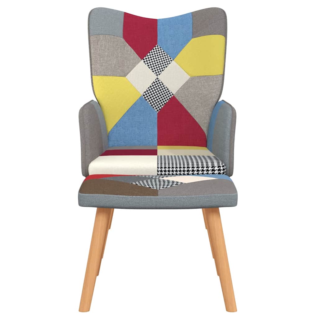 lænestol med fodskammel stof patchwork