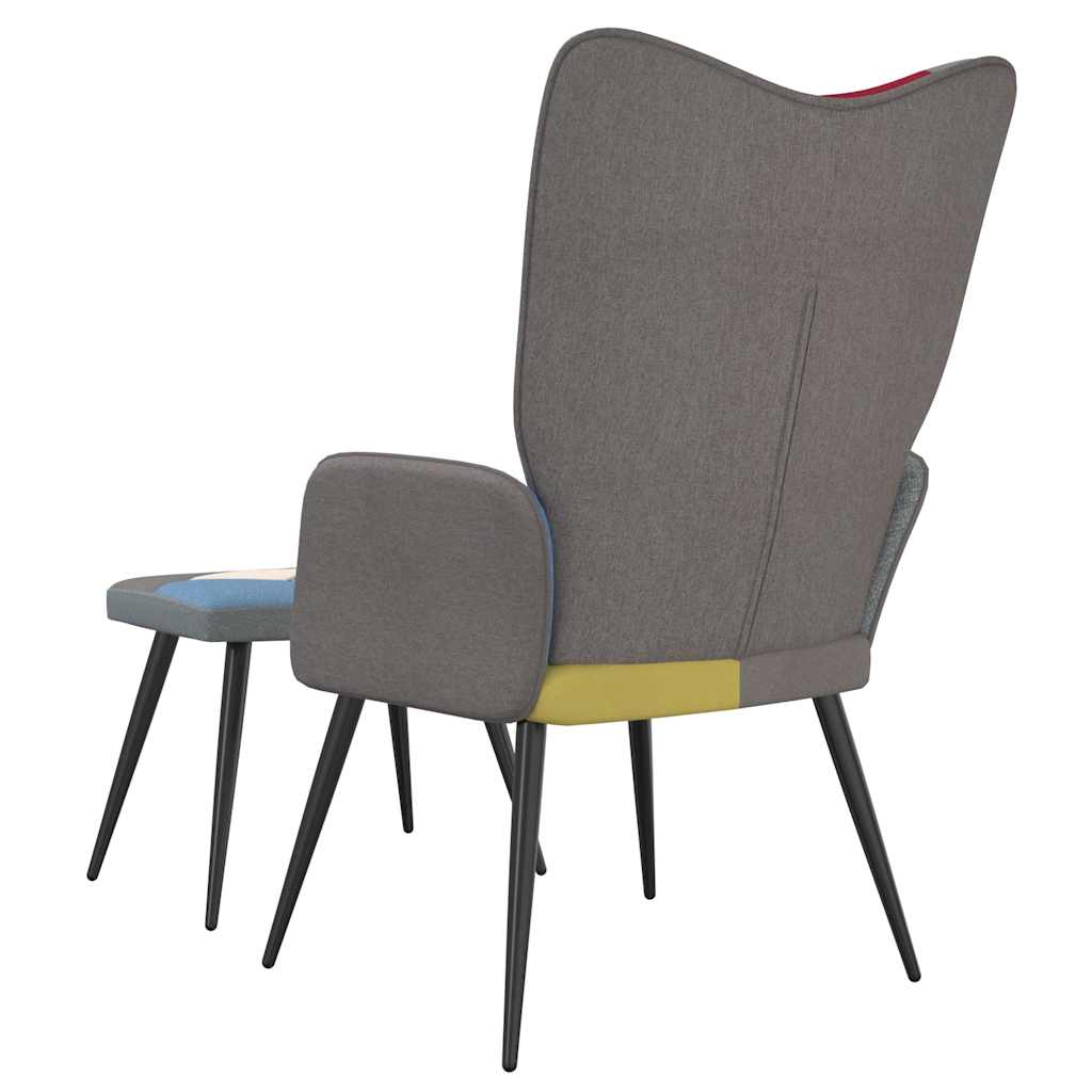 lænestol med fodskammel stof patchwork