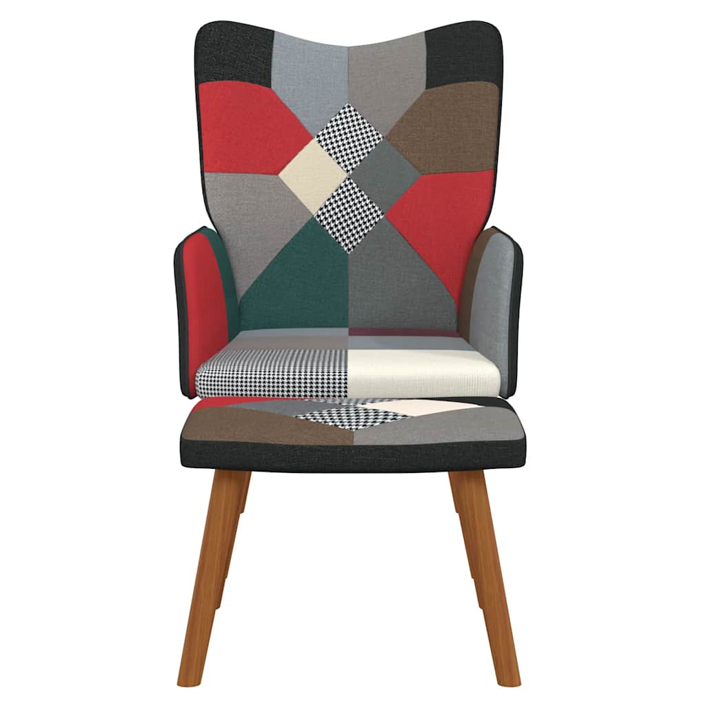 lænestol med fodskammel stof patchwork