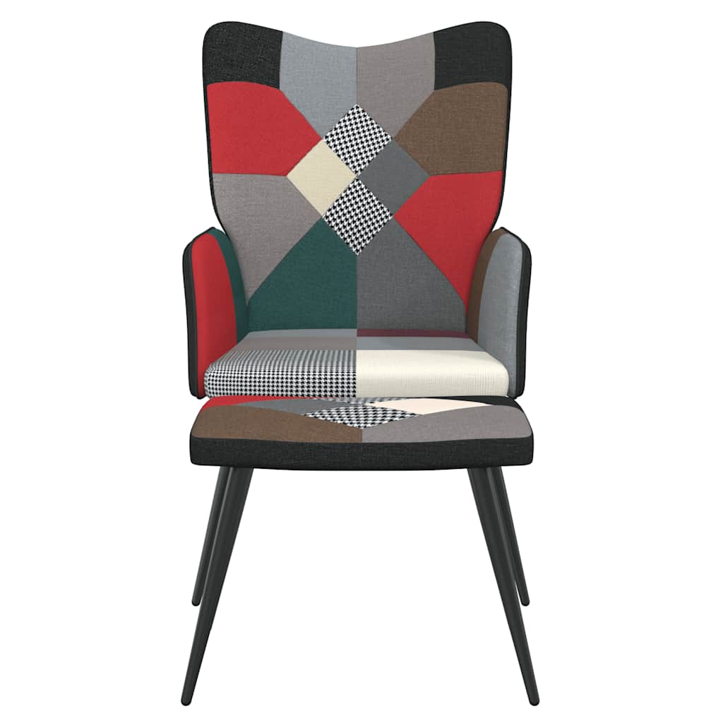 lænestol med fodskammel stof patchwork