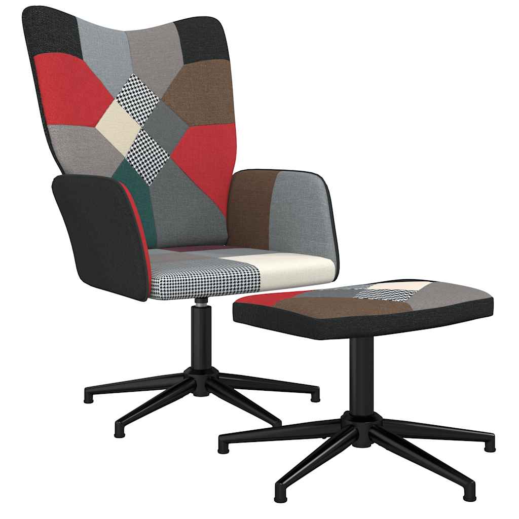 lænestol med fodskammel stof patchwork
