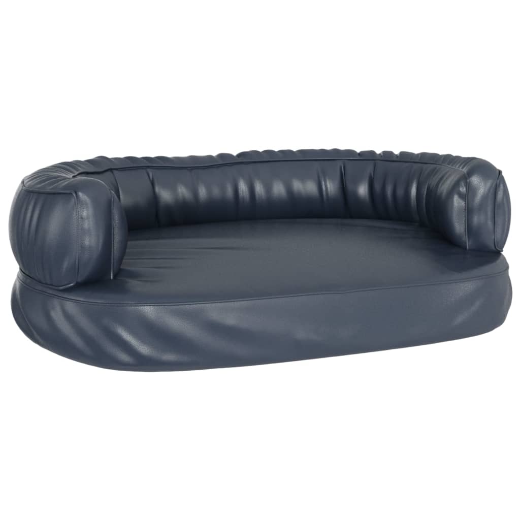 ergonomisk hundeseng 60x42 cm skum og kunstlæder mørkeblå