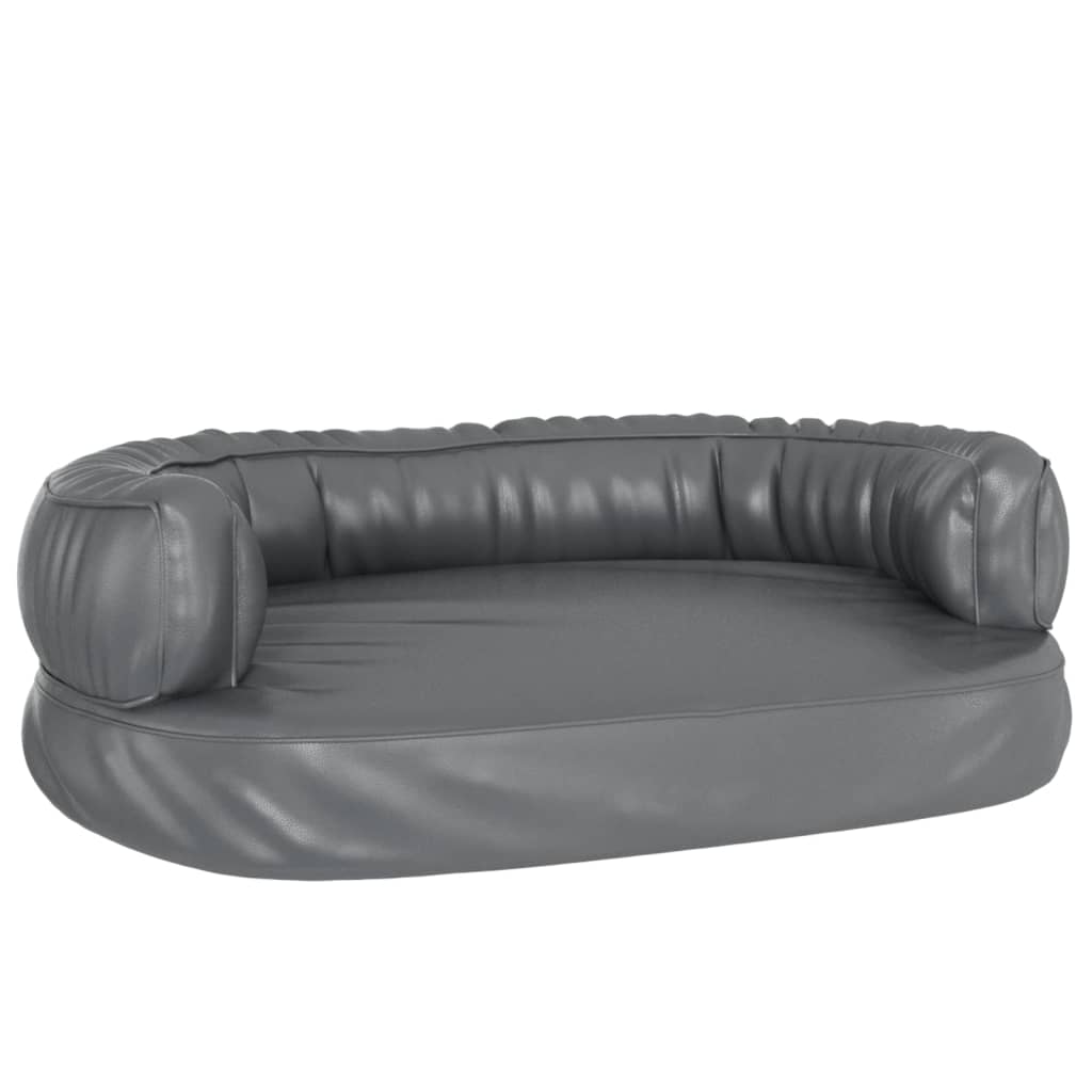 ergonomisk hundeseng 60x42 cm skum og kunstlæder grå