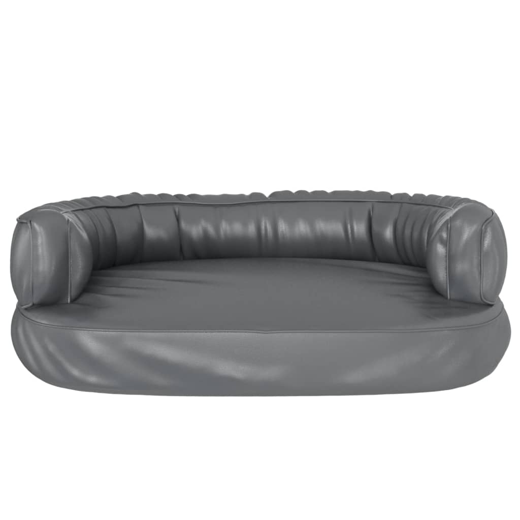 ergonomisk hundeseng 60x42 cm skum og kunstlæder grå