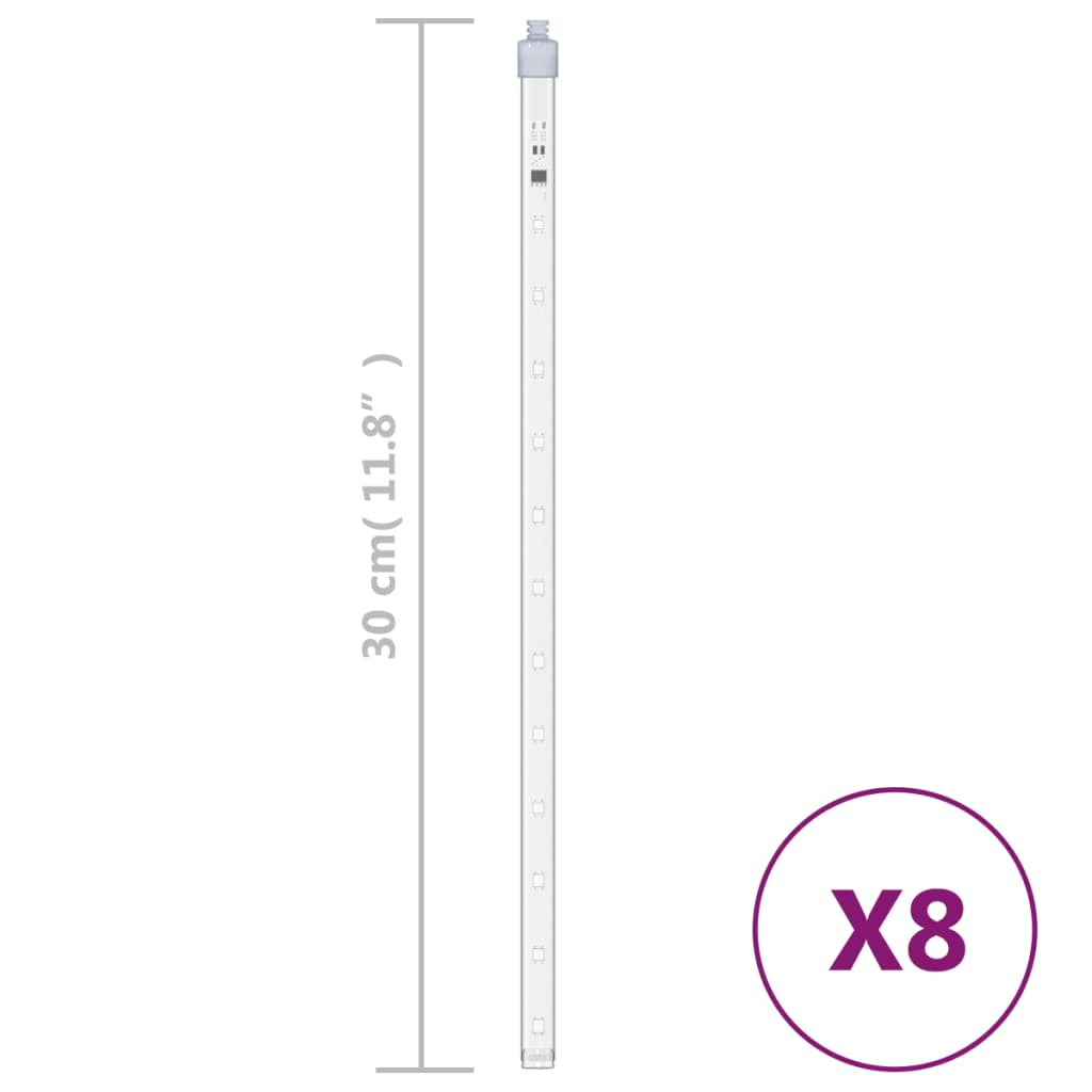 meteorlys 8 stk. 30 cm 192 LED'er indendørs/udendørs kold hvid